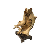 Cypress Root Wood Carved Irregular Happy Buddha Statue Artistic Figure GB844S