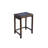 Vintage Oriental Simple Geometric Apron Rectangular Brown Side Table GB848S
