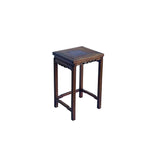 Vintage Oriental Simple Geometric Apron Rectangular Brown Side Table GB849S
