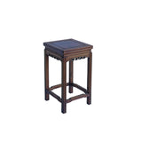 Vintage Oriental Simple Geometric Apron Square Brown Side Table GB850S