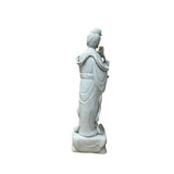 Vintage Off White Porcelain Standing Bodhisattva GuanYin Lotus Statue GB859S