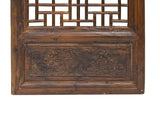 Vintage Aged Brown Geometric Lattice Rectangular Wood Wall Panel GB864S