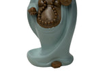 Joyful Laughing Buddha Light Celadon Robe Ceramic Coin Bat Ru Yi Figure GB873S
