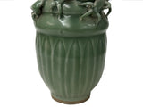 Vintage Oriental Dragon Motif Celadon Glaze Ceramic Art Jar GB881S