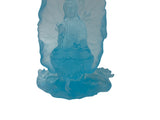 6.5" Light Blue Frosted Crystal Glass Bodhisattva Guanyin Figure GB885S