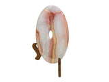 9.75" Natural White Brown Onyx Stone Round Fengshui Home Decor Display GB887S