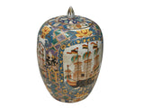 Vintage Polychrome Dutch Sailing Ships Graphic Porcelain Art Jar GB888S