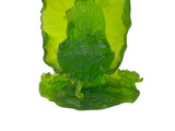 6.5" Lime Green Frosted Crystal Glass Bodhisattva Guanyin Figure GB890S