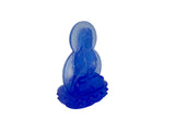 Blue Frosted Crystal Glass Lotus Base 2 Sides Bodhisattva Guanyin Figure GB894S