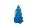 Blue Frosted Crystal Glass Lotus Base 3 Sides Bodhisattva Sanbao Figure GB895S