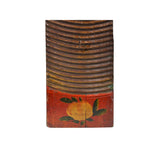 Vintage Restored Distressed Red Flower Graphic Washing Board Wood Panel Art JK270S