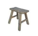 Rustic Raw Rough Wood Grain Rectangle Slim Stool Bench Side Table JK330S #12