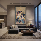 Large Chinese Vintage Canvas Color Ink SanXing (Fu Lu Shou) Painting Art cs7215S
