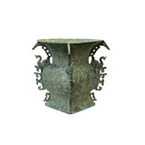 Vintage Look Chinese Green Gray Ancient Ding Shape Holder Display ws3016S