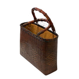 Asian Handmade Rustic Brown Rattan Bamboo Handle Hand Bag ws3030S