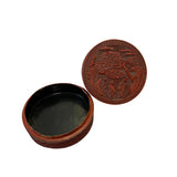 Vintage Chinese Red Resin Lacquer Round Carving Small Accent Box ws3012S