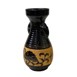 Small Chinese Ware Black Brown Glaze Ceramic Bird Vase Display Art ws3029S