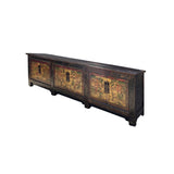 Vintage Chinese Distressed Restored Scenery Graphic Credenza Console Cabinet cs7646S