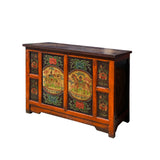 Chinese Orange Tibetan Elephant Horse Sideboard Console Table Cabinet cs7610S