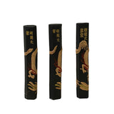 3 Pcs Chinese Calligraphic Black Ink Sticks w Gold Dragon Characters ws3153S