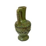 Brown Olive Green Ceramic Leaf Wreath Pattern Jar Shape Vase ws3271S