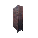 Chinese Brown Huali Dragons Motif Tall Stack Compound Cabinet Armoire cs7636S