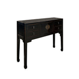 Oriental Black Lacquer 4 Drawers Slim Narrow Foyer Side Table cs7604S
