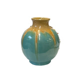 Chinese Turquoise Tan Glaze Dimensional Flower Holder Pot Vase ws3081S