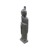 Chinese Black Gray Stone Standing Zen Harmony Decor Statues ws4769S