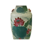 Chinese White Pink Lotus Flower Porcelain Round Base Table Lamp ws3148S