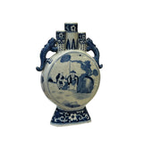 Chinese Blue White Porcelain Moon Round Flat People Theme Vase ws3009S