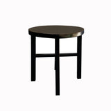 Asian Black Lacquer Round Top Cross 4 Legs Center Side Table Stand cs7624S