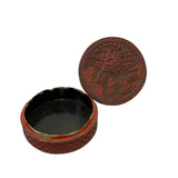 Vintage Chinese Red Resin Lacquer Round Carving Small Accent Box ws3011S