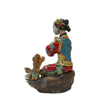 Chinese Oriental Porcelain Qing Style Dressing Flute Lady Figure ws3135S