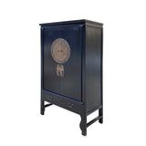 Chinese Oriental Black Moon Face Tall Wedding Armoire Cabinet cs7737S