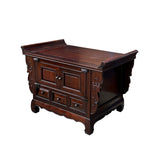 Chinese Brown Stain Altar Carving Low Kang Table Display Stand cs7601S