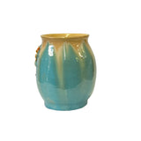 Chinese Turquoise Tan Glaze Dimensional Flower Holder Pot Vase ws3070S