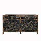 Black Golden Graphic 4 Drawers Sideboard Buffet Console Table Cabinet cs7587S