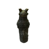 Vintage Look Chinese Green Black Ancient Owl Shape Holder Display ws3007S