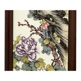 Chinese Wood Frame Porcelain Flower Birds Wall Plaque Panel ws3038S
