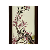 Chinese Wood Frame Porcelain Flower Birds Wall Plaque Panel ws3039S