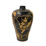 Chinese Ware Black Brown Glaze Ceramic Flower Vase Display Art ws3027S
