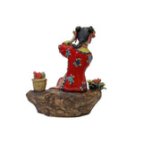 Chinese Oriental Porcelain Qing Style Dressing Fruit Basket Lady Figure ws3086S