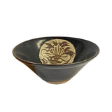 Chinese Ware Brown Black Glaze Flower Pattern Ceramic Bowl Cup Display ws3147S