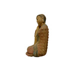 8.5" Small Resting Leg Eyes Closed Wood Buddha Figure GB817S