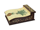 Distressed Leopard Print Pattern Green Plant Wood Lid Box GB755S