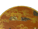 Vintage Handmade Round Brown Golden Scenery Artistic Wood Box GB773S