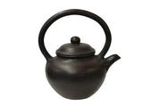 Chinese Handmade Dark Brown Zisha Clay Arch Handle Display Teapot Art GB778S