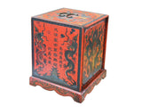 Vintage Distressed Chinese Red Dragon Graphic Drawers Chest GB800S