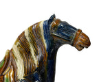 Oriental Ceramic Sancai Dark Blue Brown Beige Fengshui Artistic Figure GB878S